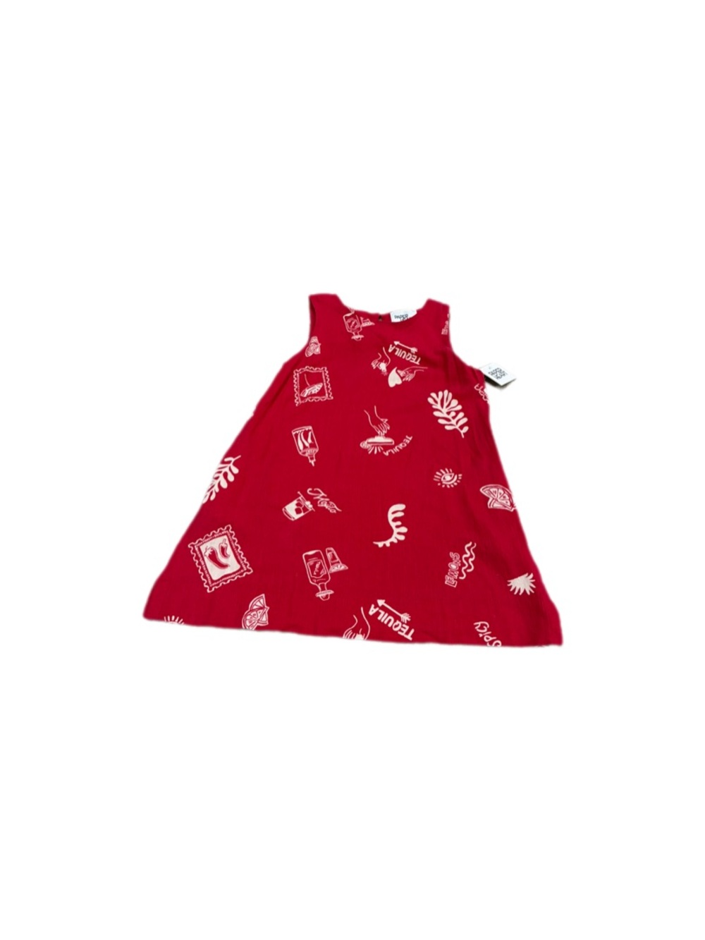 Red Printed Sleeveless A-Line Dress